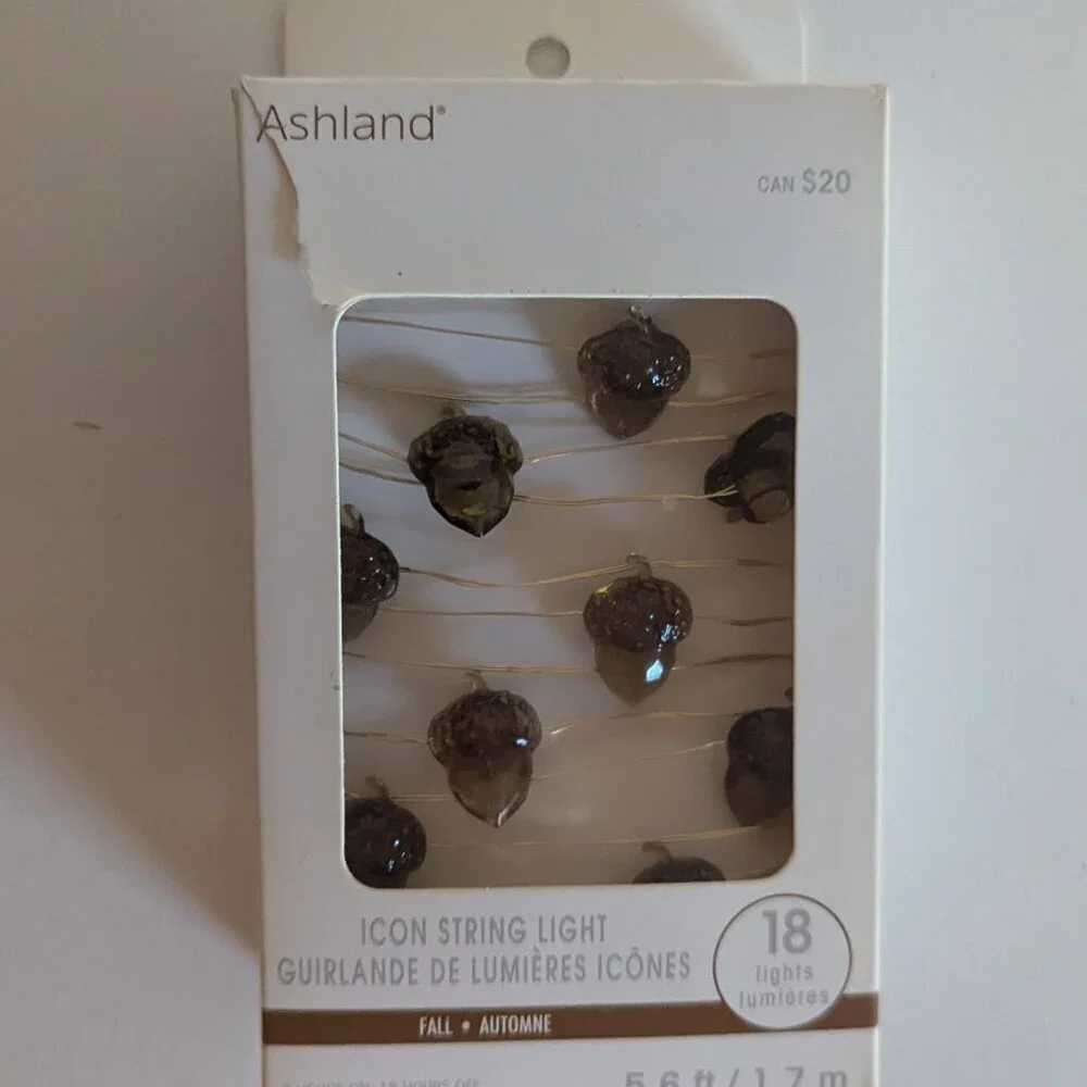 NWT Brown Acorn 18 String Lights Timer Autumn Home Decor Nature Trees Ashland